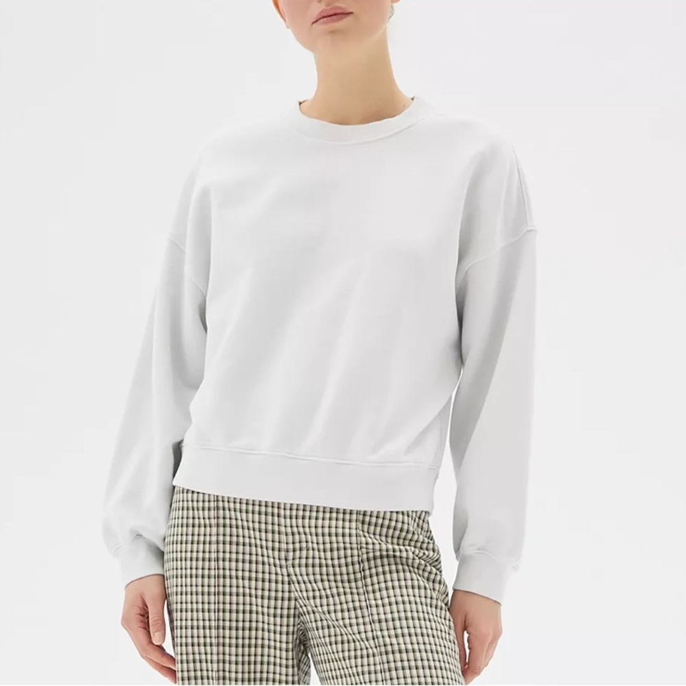 Agolde White crew neck balloon sleeve sweatshirt cropped
